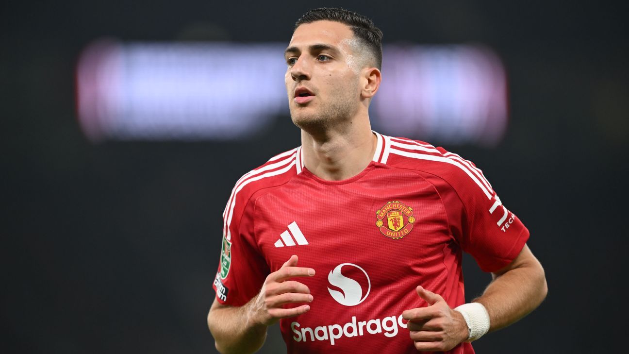 Manchester United's Diogo Dalot playing football in 2025 amid injury concerns