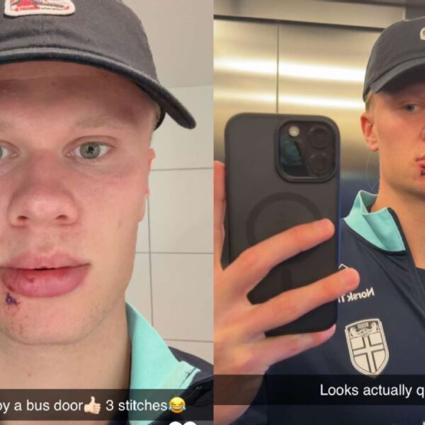 Erling Haaland Manchester City striker portrait 2025